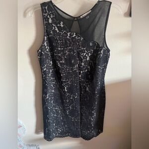 Black Lace Sheath Dress with Illusion Neckline